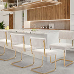 Corduroy Dining Chair with Gold Metal Base