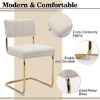 Corduroy Dining Chair with Gold Metal Base