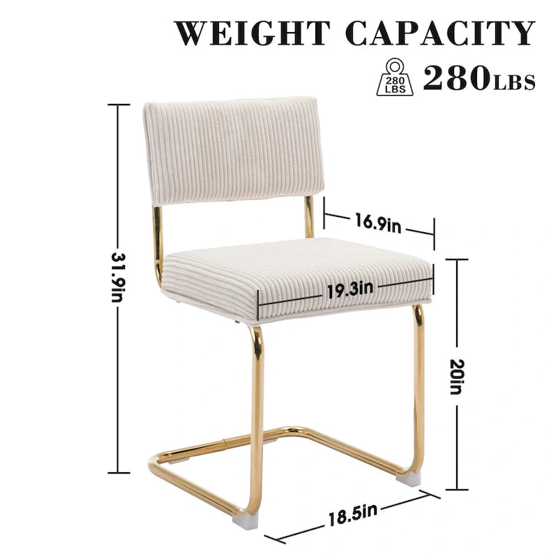 Corduroy Dining Chair with Gold Metal Base