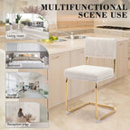 Corduroy Dining Chair with Gold Metal Base