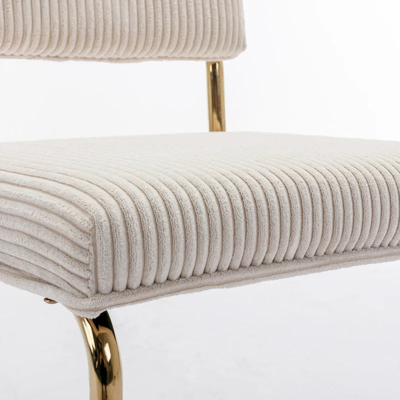 Corduroy Dining Chair with Gold Metal Base