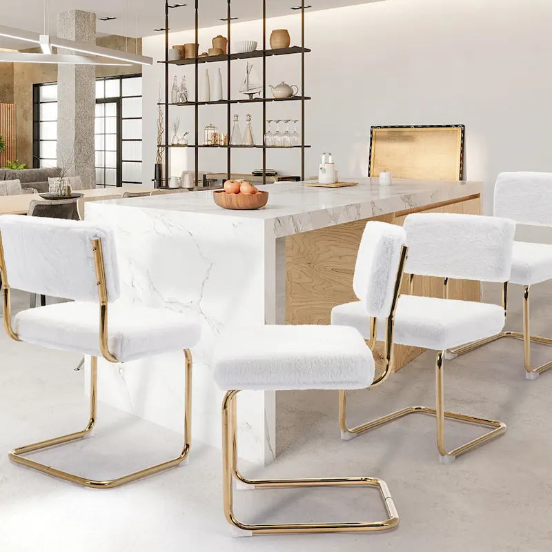 Corduroy Dining Chair with Gold Metal Base