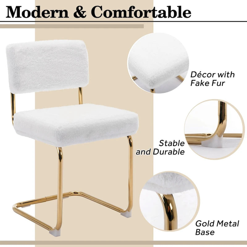 Corduroy Dining Chair with Gold Metal Base