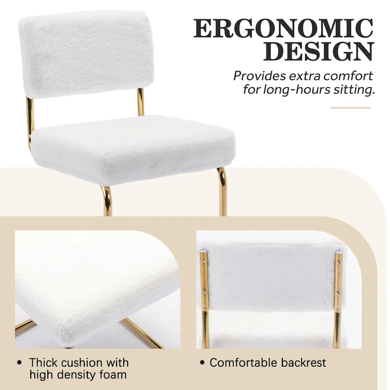Corduroy Dining Chair with Gold Metal Base