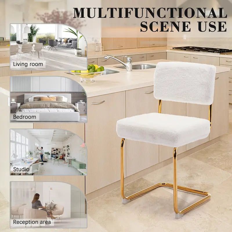 Corduroy Dining Chair with Gold Metal Base