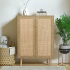 Modern 2-Door Rattan Buffet Sideboard Kitchen Storage Cabinet for Living Room