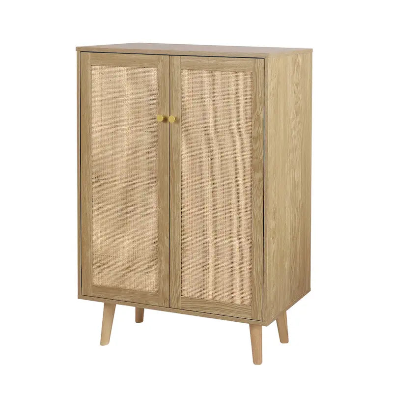 Modern 2-Door Rattan Buffet Sideboard Kitchen Storage Cabinet for Living Room