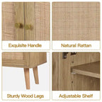 Modern 2-Door Rattan Buffet Sideboard Kitchen Storage Cabinet for Living Room