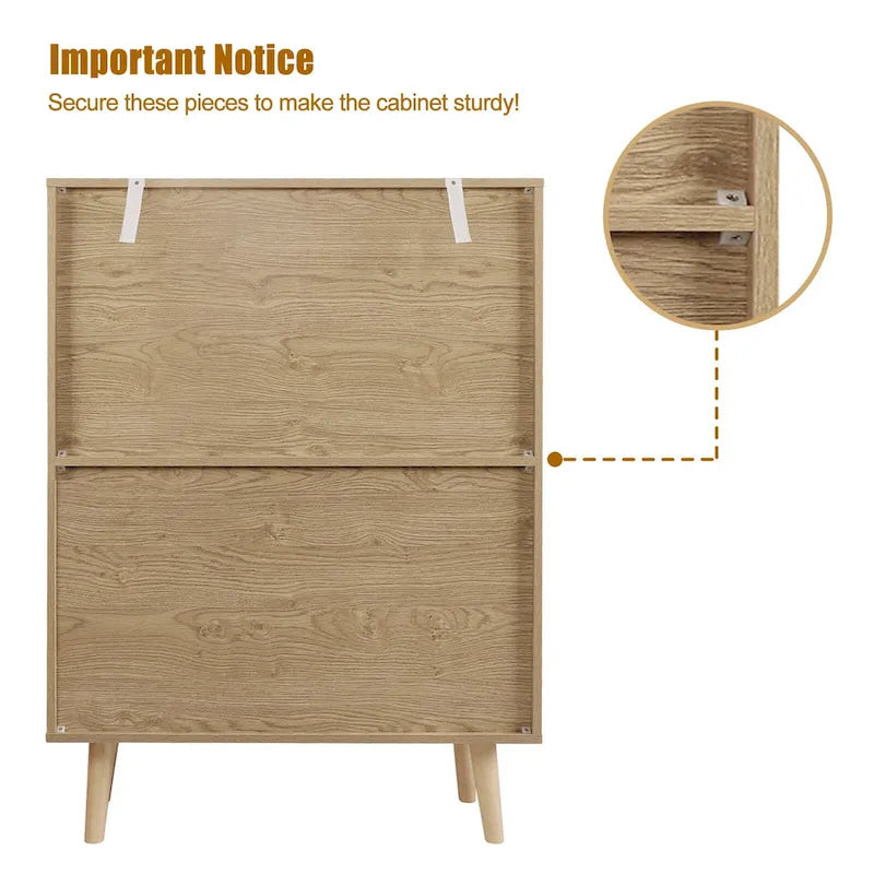 Modern 2-Door Rattan Buffet Sideboard Kitchen Storage Cabinet for Living Room