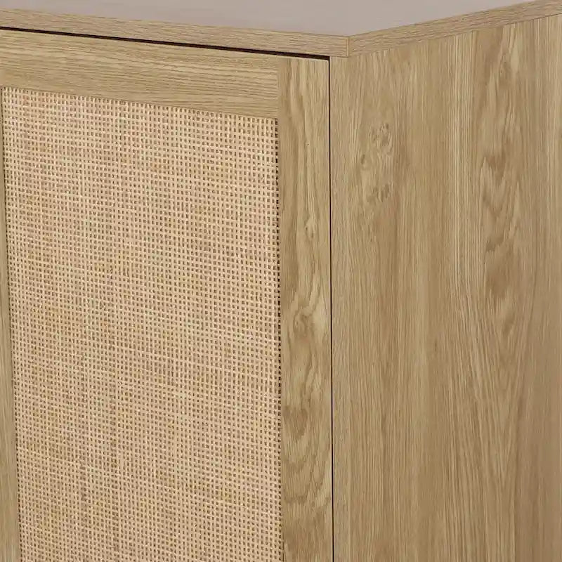 Modern 2-Door Rattan Buffet Sideboard Kitchen Storage Cabinet for Living Room