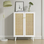 Modern 2-Door Rattan Buffet Sideboard Kitchen Storage Cabinet for Living Room