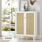 Modern 2-Door Rattan Buffet Sideboard Kitchen Storage Cabinet for Living Room