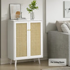 Modern 2-Door Rattan Buffet Sideboard Kitchen Storage Cabinet for Living Room