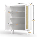 Modern 2-Door Rattan Buffet Sideboard Kitchen Storage Cabinet for Living Room