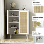 Modern 2-Door Rattan Buffet Sideboard Kitchen Storage Cabinet for Living Room