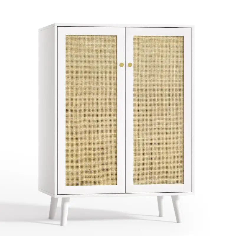 Modern 2-Door Rattan Buffet Sideboard Kitchen Storage Cabinet for Living Room