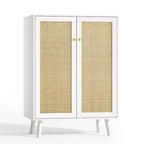 Modern 2-Door Rattan Buffet Sideboard Kitchen Storage Cabinet for Living Room
