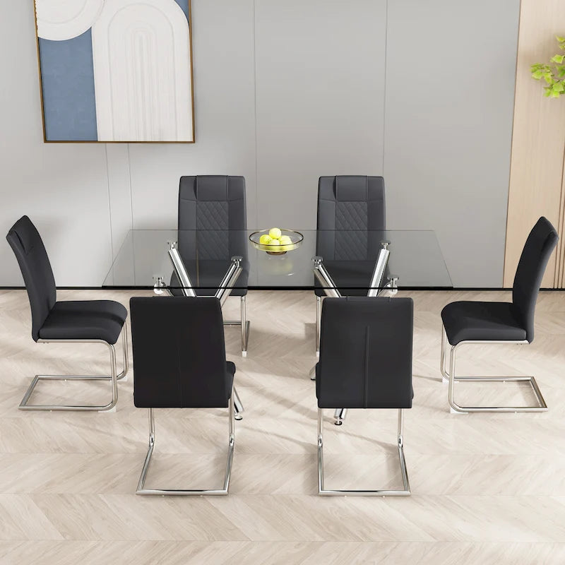Modern dining chairs leather soft cushion seats