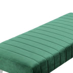 Green Velvet Tufted Bench 45 Inch Chrome Legs
