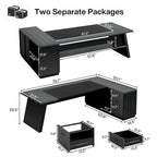 L-Shaped Computer Desk 78.7" with File Cabinet and Drawers