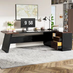 L-Shaped Computer Desk 78.7" with File Cabinet and Drawers