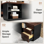 L-Shaped Computer Desk 78.7" with File Cabinet and Drawers