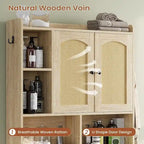Over-Toilet Storage Cabinet with Rattan Doors