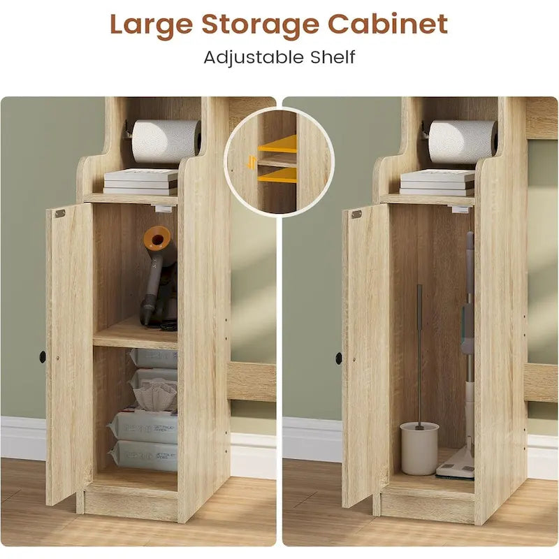 Over-Toilet Storage Cabinet with Rattan Doors