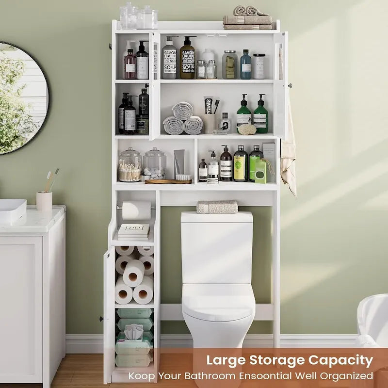 Over-Toilet Storage Cabinet with Rattan Doors