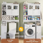 Over-Toilet Storage Cabinet with Rattan Doors