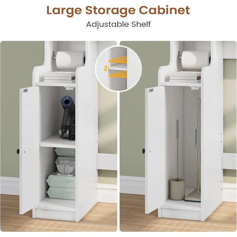 Over-Toilet Storage Cabinet with Rattan Doors