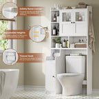 Over-Toilet Storage Cabinet with Rattan Doors