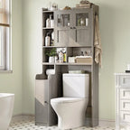 Over-Toilet Storage Cabinet with Rattan Doors