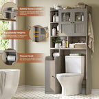 Over-Toilet Storage Cabinet with Rattan Doors