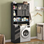 Over-Toilet Storage Cabinet with Rattan Doors