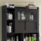 Over-Toilet Storage Cabinet with Rattan Doors