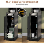Over-Toilet Storage Cabinet with Rattan Doors