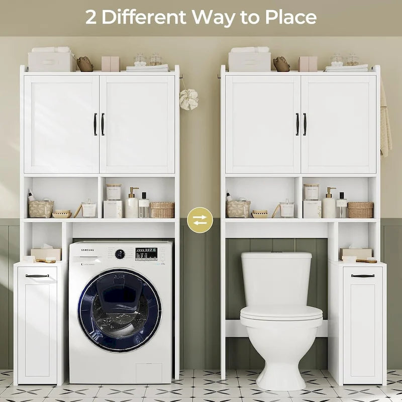 Over-Toilet Storage Cabinet with Rattan Doors