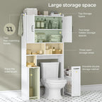 Over-Toilet Storage Cabinet with Rattan Doors