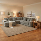 Fog Gray Cord Sectional Sofa for 5-6 People